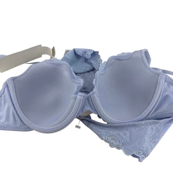 Maidenform One Fabulous Fit Bra Panty Lingerie Set Pale Blue Womens 36C/Large - Picture 6 of 11